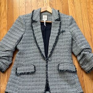 Cinq à Sept Blue and White Textured Jacket